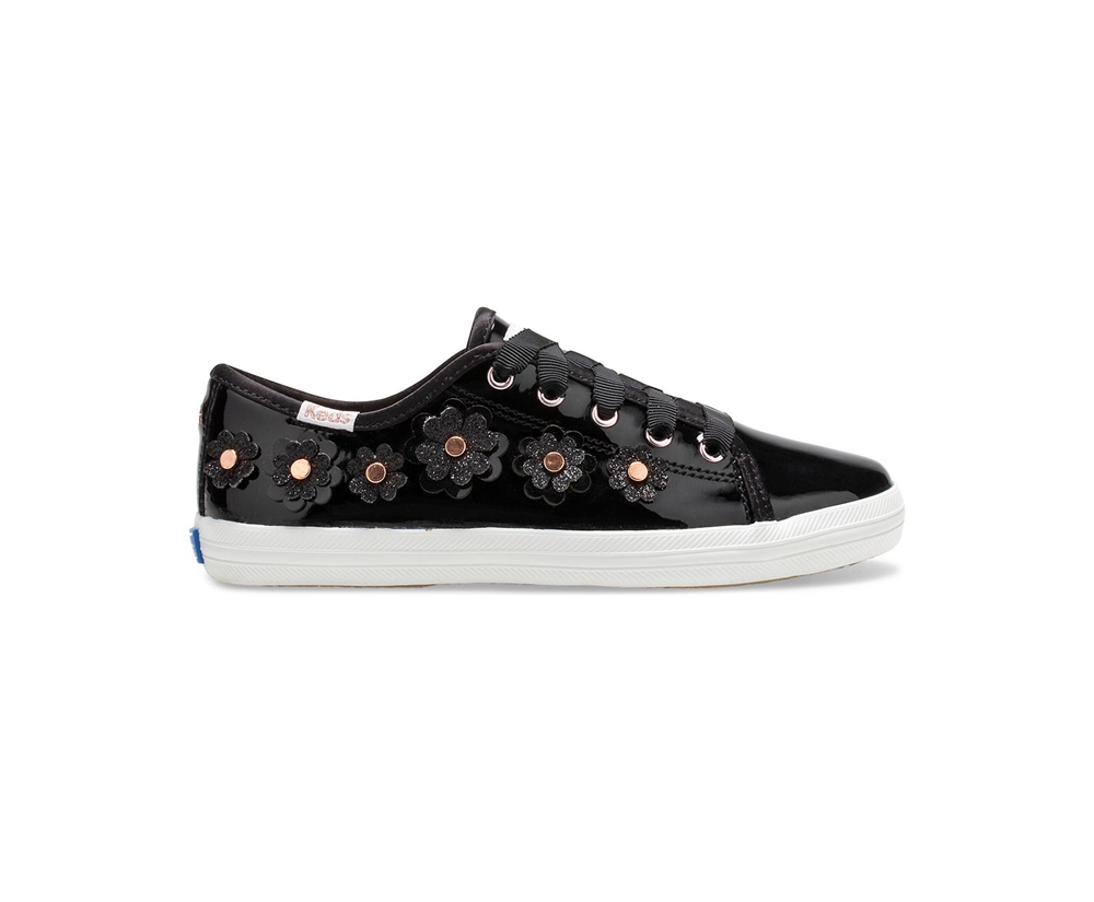 Kids Keds Sneakers - Kate Spade new york Kickstart Patent Leather - Black - 9273-ODESB